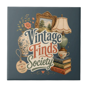 Vintage vondsten Cottagecore schatten Blauw  Tegeltje