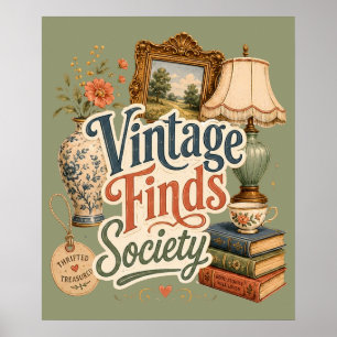 Vintage vondsten Cottagecore schatten Groen Poster