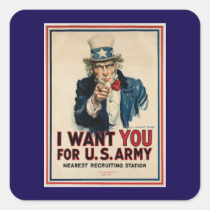 VINTAGE voor de rekrutering van het Amerikaanse le Vierkante Sticker