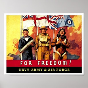 Vintage voor de vrije marine, leger, rekruter van  poster