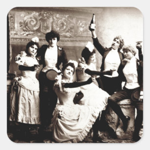 Vintage voor feestmeisjes vierkante sticker