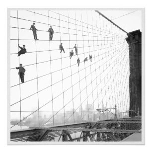 Vintage voor het schilderen van Brooklyn Bridge Foto Afdruk