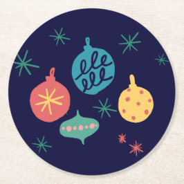 Vintage voor kerstbal Green Yellow Ronde Kartonnen Onderzetter