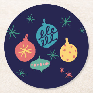 Vintage voor kerstbal Green Yellow Ronde Kartonnen Onderzetter