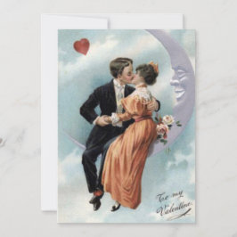 Vintage voor mijn Valentijn geliefden op de maan Feestdagenkaart