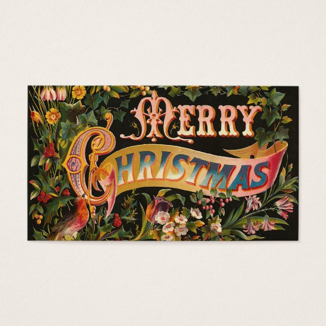 vintage voor "pretkerst" visitekaartje (Voorkant)