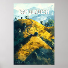 Vintage voor reisillustraties in Bangladesh Poster