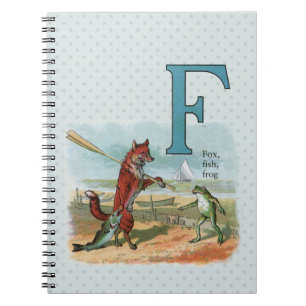 Vintage Vos-en-Kikkervis Strand Whimsische Illustr Notitieboek