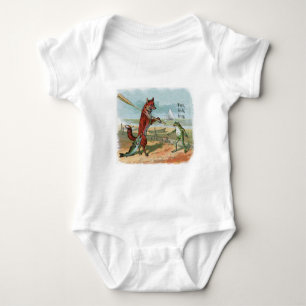 Vintage Vos-en-Kikkervis Strand Whimsische Illustr Romper