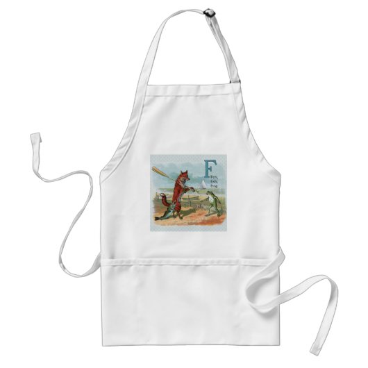 Vintage Vos-en-Kikkervis Strand Whimsische Illustr Standaard Schort (Voorkant)