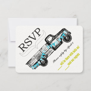 Vintage Vrachtwagen RSVP die Hitched Retro RSVP Kaartje