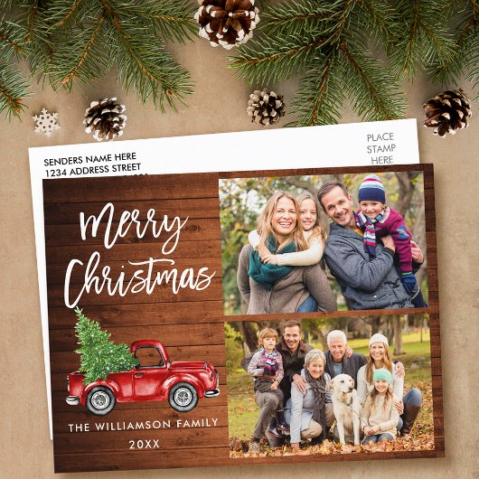 Vintage Vrachtwagen voor penseel 2 kerstcadeautje Briefkaart