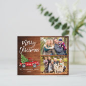 Vintage Vrachtwagen voor penseel 2 kerstcadeautje Briefkaart (Staand voorkant)