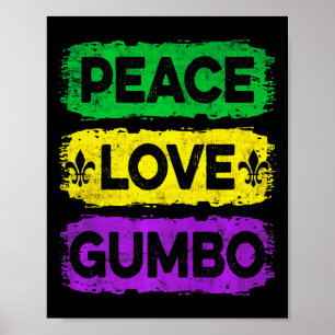 Vintage Vrede Liefde Gumbo Nieuwe Illustratie Poster