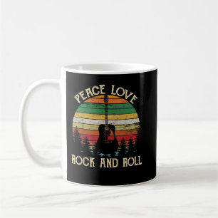 Vintage Vrede Liefde Rock And Roll Gitaar Koffiemok