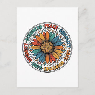 Vintage Vriendelijkheid Vrede Gelijkheid Bloem Shi Briefkaart