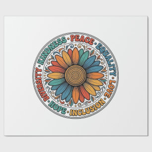 Vintage Vriendelijkheid Vrede Gelijkheid Bloem Shi Cadeaupapier