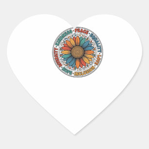Vintage Vriendelijkheid Vrede Gelijkheid Bloem Shi Hart Sticker