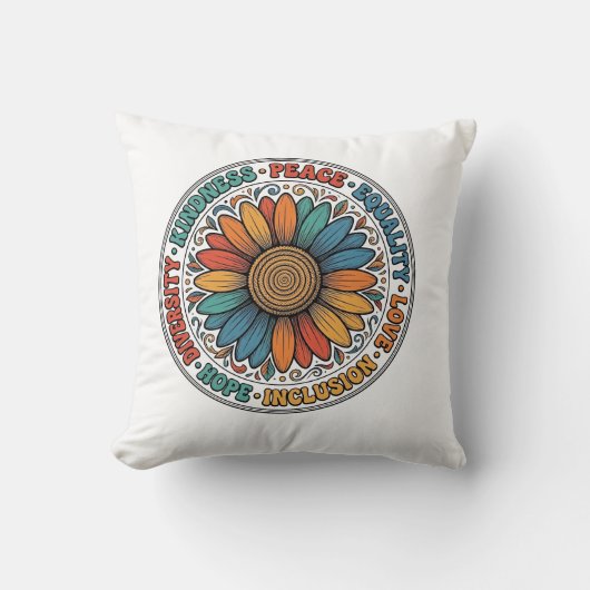 Vintage Vriendelijkheid Vrede Gelijkheid Bloem Shi Kussen (Voorkant)