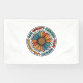 Vintage Vriendelijkheid Vrede Gelijkheid Bloem Shi Spandoek (Horizontaal)