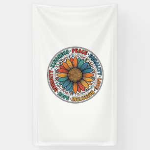 Vintage Vriendelijkheid Vrede Gelijkheid Bloem Shi Spandoek