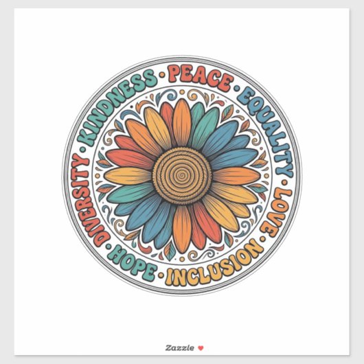 Vintage Vriendelijkheid Vrede Gelijkheid Bloem Shi Sticker (Vel)