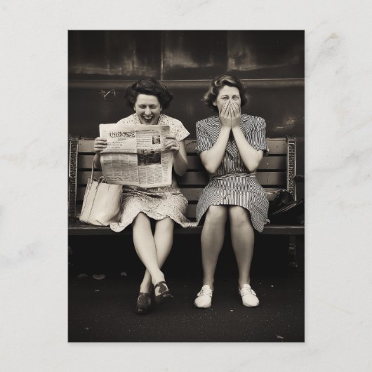 Vintage Vrienden Die Samen Lachen Briefkaart (Voorkant)