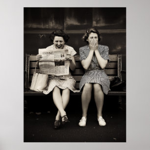 Vintage Vrienden Die Samen Lachen Poster