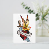 vintage vrij vogeltattoo briefkaart (Staand voorkant)