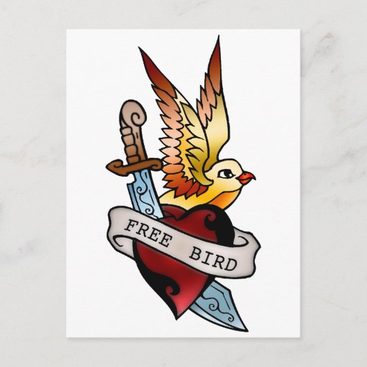 vintage vrij vogeltattoo briefkaart (Voorkant)