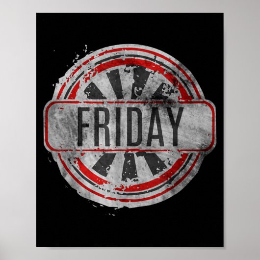 Vintage vrijdag 80s Retro ochtend dag week Poster (Voorkant)