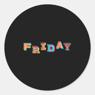Vintage vrijdag dag van de week makkelijke groeps ronde sticker