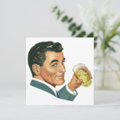 Vintage vrijgezel op een cocktailparty kaart (Staand voorkant)