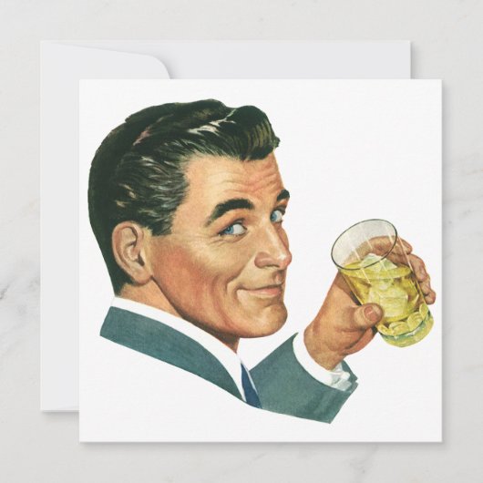 Vintage vrijgezel op een cocktailparty kaart (Voorkant)