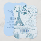 vintage vrijgezellenfeest " blauwe parijs eiffelto kaart (Voorkant / Achterkant)