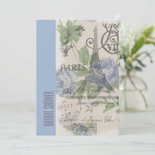 vintage vrijgezellenfeest " blauwe parijs eiffelto kaart (Staand voorkant)