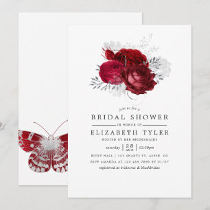 Vintage Vrijgezellenfeest van rode en zilveren blo Kaart