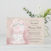 Vintage Vrijgezellenfeest Waterverf Tea Kaart (Staand voorkant)