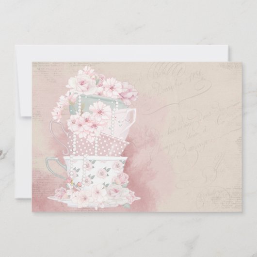 Vintage Vrijgezellenfeest Waterverf Tea Kaart (Achterkant)