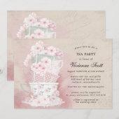 Vintage Vrijgezellenfeest Waterverf Tea Kaart (Voorkant / Achterkant)