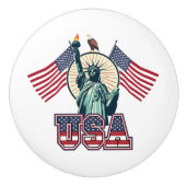 Vintage, Vrijheidsbeeld Keramische Knop (Voorkant)