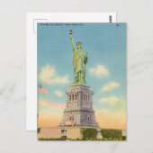 Vintage, Vrijheidsbeeld, New York Briefkaart (Voorkant / Achterkant)
