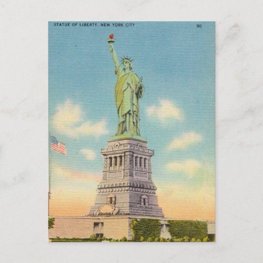 Vintage, Vrijheidsbeeld, New York Briefkaart (Voorkant)
