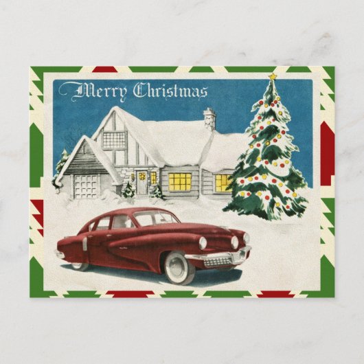 Vintage Vrolijke Kerstmis Briefkaart (Voorkant)