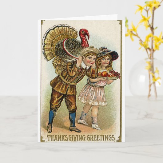 vintage vrolijke thanksgiving aquarel kaart (Gele Bloem)