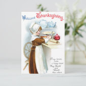 vintage vrolijke thanksgiving waterverf kaart (Staand voorkant)