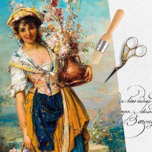 Vintage Vrouw Belle Epoque Tissuepapier