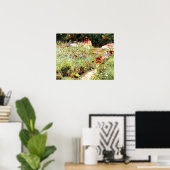 VINTAGE VROUW BLOEMENTUIN LANDSCHAP POSTER (Thuiskantoor)