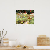 VINTAGE VROUW BLOEMENTUIN LANDSCHAP POSTER (Keuken)