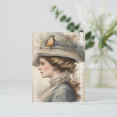 Vintage Vrouw Briefkaart (Staand voorkant)